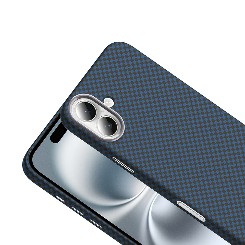 Apple iPhone 16 Kılıf M-safe Şarj Özellikli Karbon Fiber Görünümlü Zore Gros Kapak Gri-Siyah