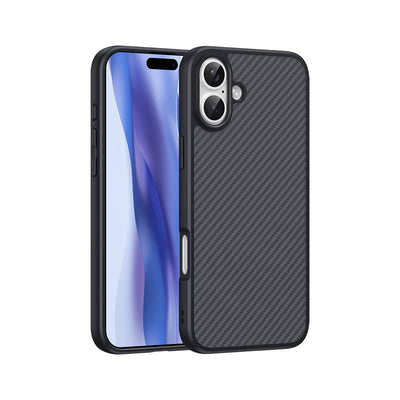 Apple iPhone 16 Kılıf M-safe Şarj Özellikli Karbon Fiber Tasarımlı Zore Elnino Kapak Siyah