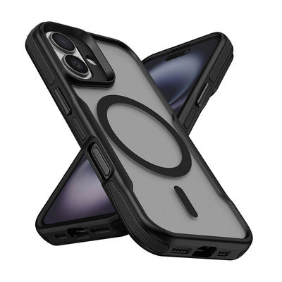 Apple iPhone 16 Kılıf M-safe Şarj Özellikli Renkli Kenar Airbag Şeritli Zore Lamer Kapak Turuncu