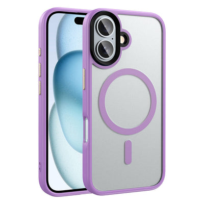 Apple iPhone 16 Kılıf Mat Arka Yüzey Wireless Şarj Özellikli Zore Flet M-safe Kapak Titanyum-Gri