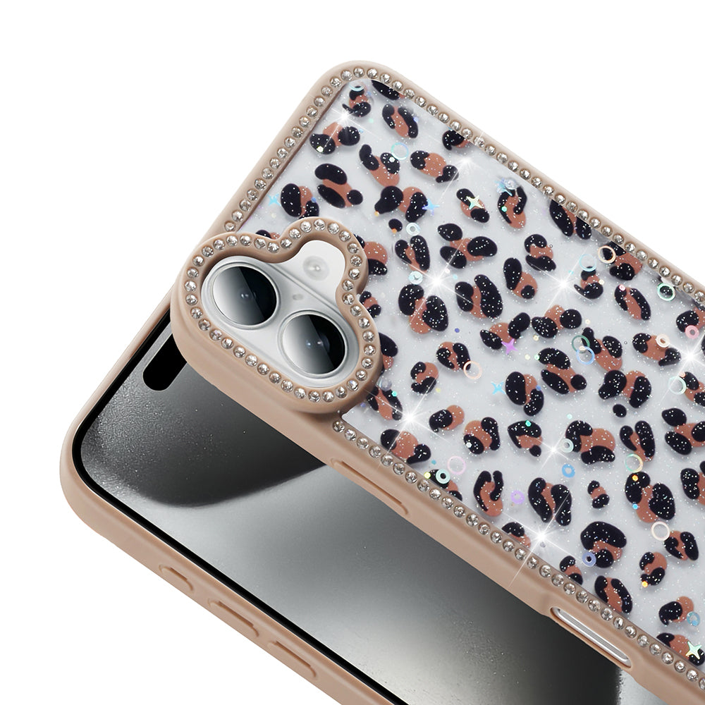 Apple iPhone 16 Kılıf Taşlı ve Simli Tasarım Zore Azra Kapak Gold