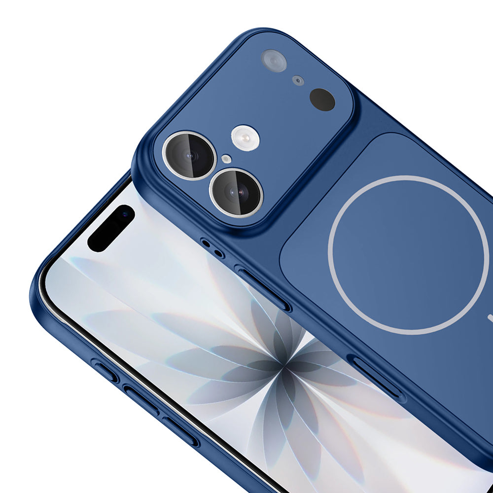 Apple iPhone 16 Kılıf Zore M-Safe Şarj Özellikli Kamera Korumalı Formen Kapak Mavi