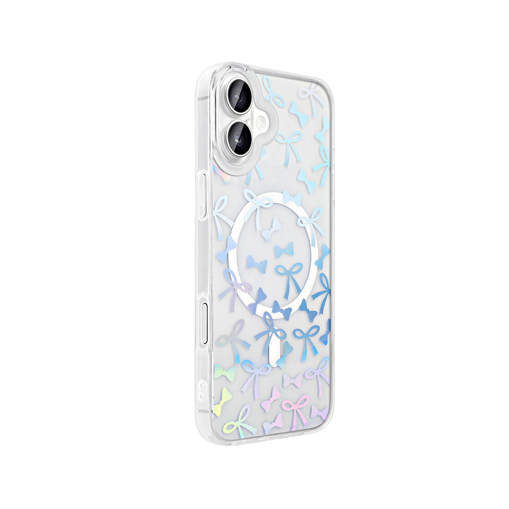 Apple iPhone 16 Plus Kılıf M-Safe Şarj Özellikli Şeffaf Zore Folk Sert Kapak Çilek