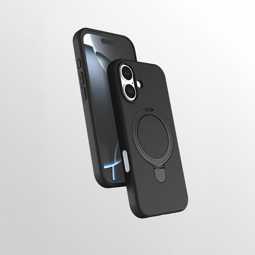 Apple iPhone 16 Plus Kılıf M-safe Şarj Özellikli Standlı Zore Samara Kapak Siyah