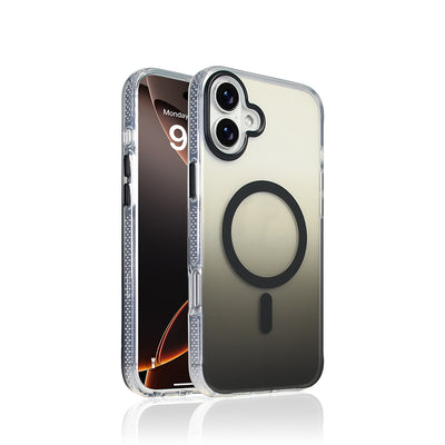 Apple iPhone 16 Plus Kılıf M-safe Şarj Özellikli Transparan Renk Geçişli Zore Toros Kapak Siyah