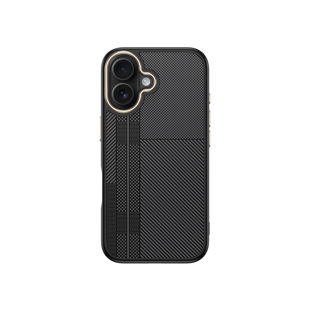 Apple iPhone 16 Plus Kılıf M-safe Şarj Özellikli Karbon Fiber Görünümlü Zore Antina Kapak Siyah-Gri