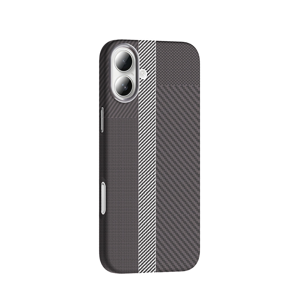 Apple iPhone 16 Plus Kılıf M-safe Şarj Özellikli Karbon Fiber Görünümlü Zore Gros Kapak Siyah-Lacivert