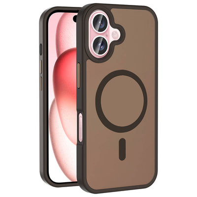 Apple iPhone 16 Plus Kılıf M-safe Şarj Özellikli Mat Arka Yüzey Zore Sio Kapak Rose Brown