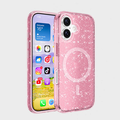 Apple iPhone 16 Plus Kılıf M-safe Şarj Özellikli Parlayan Simli Saydam Renkli Zore Allstar Kapak Mor