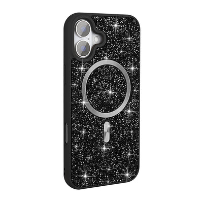 Apple iPhone 16 Plus Kılıf Pırlanta Tasarımlı M-safe Şarj Özellikli Zore Mozaik Silikon Kapak Siyah