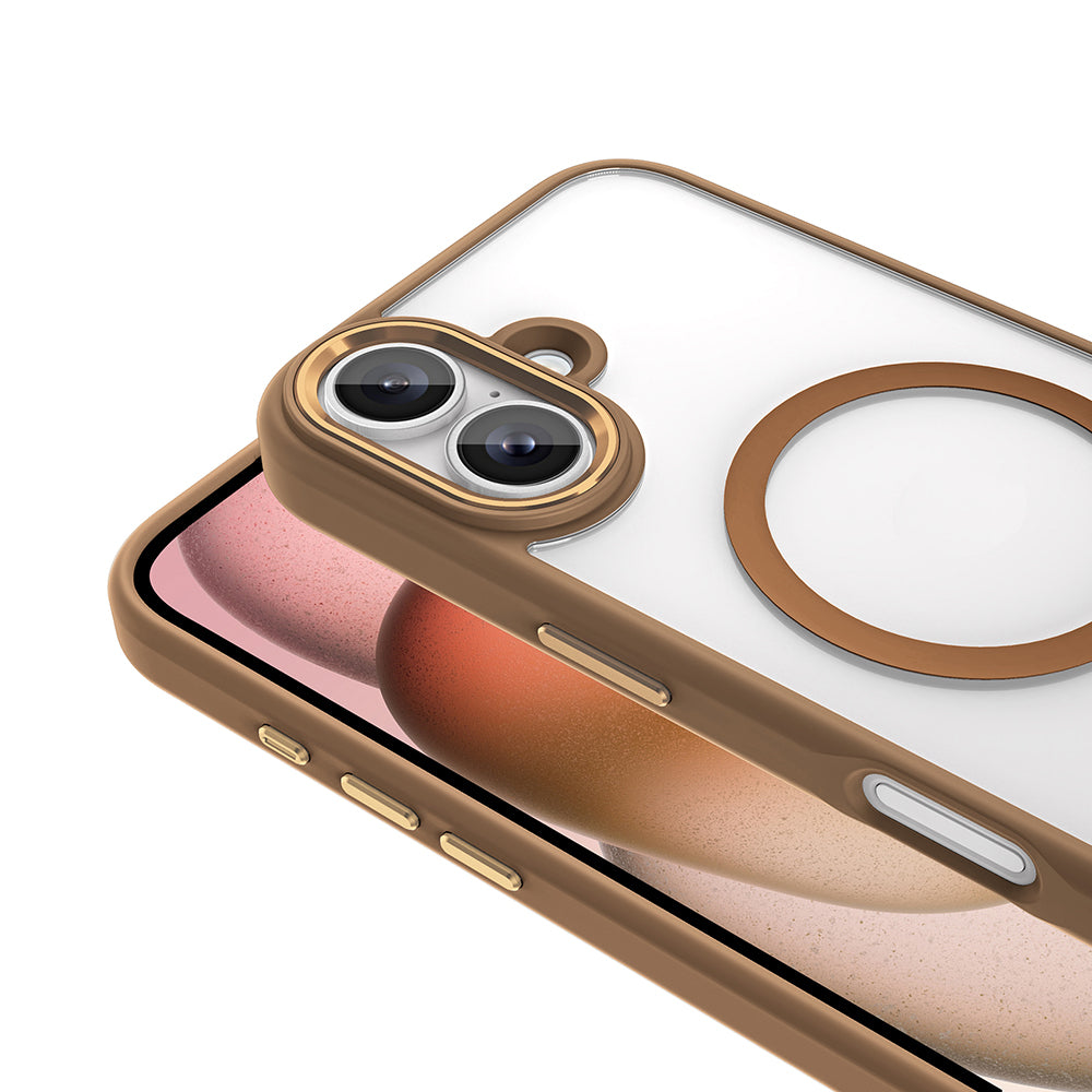 Apple iPhone 16 Plus Kılıf Wireless Şarj Özellikli Zore Krom M-safe Silikon Kapak Pembe