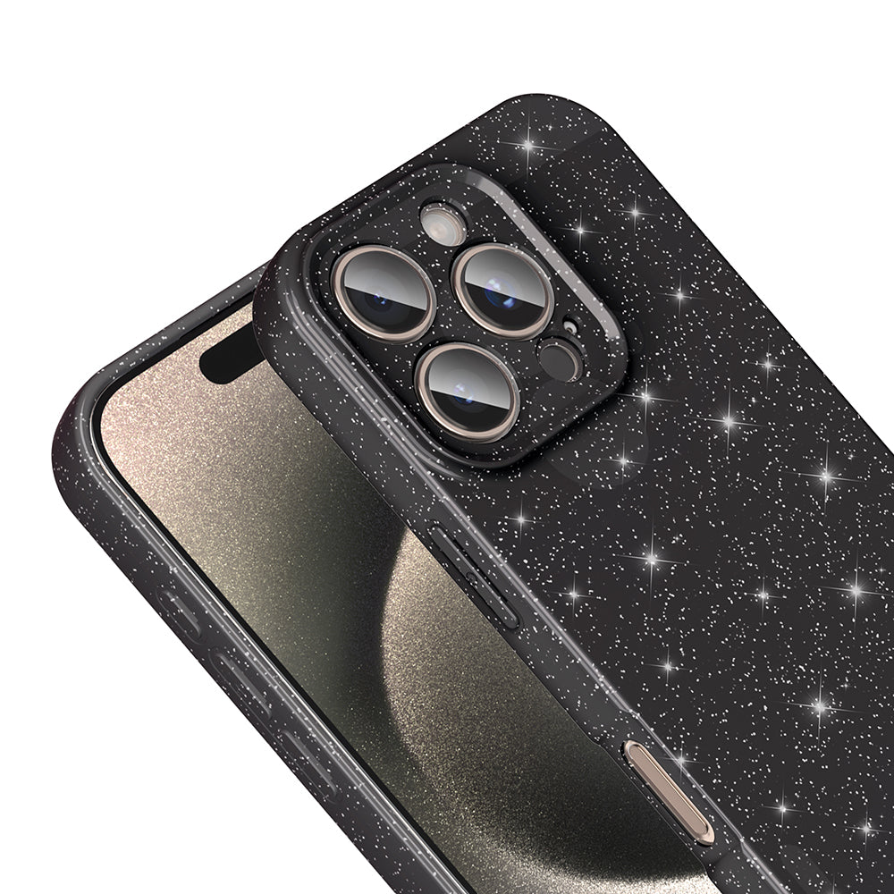 Apple iPhone 16 Pro Kılıf Kamera Korumalı Simli Lüks Zore Koton Kapak Siyah