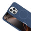 Apple iPhone 16 Pro Kılıf M-Safe Şarj Özellikli Metal Kamera Çerçeveli Zore Edi Silikon Kapak Lacivert