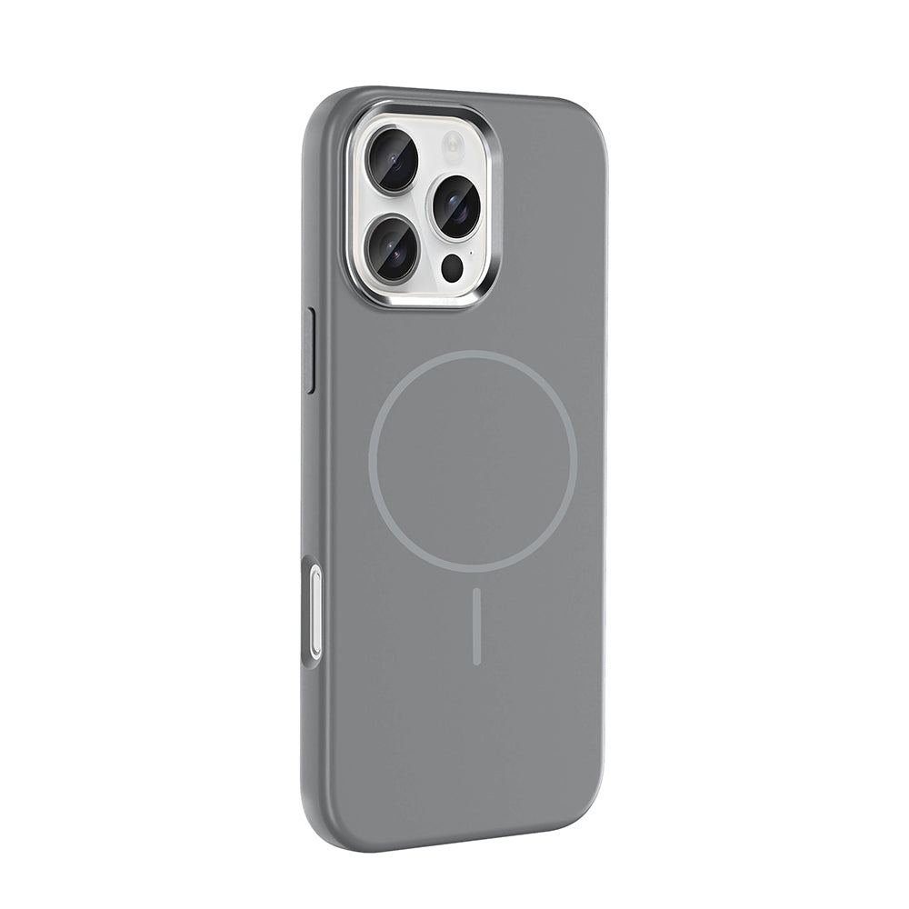Apple iPhone 16 Pro Kılıf M-Safe Şarj Özellikli Metal Kamera Çerçeveli Zore Edi Silikon Kapak Turuncu