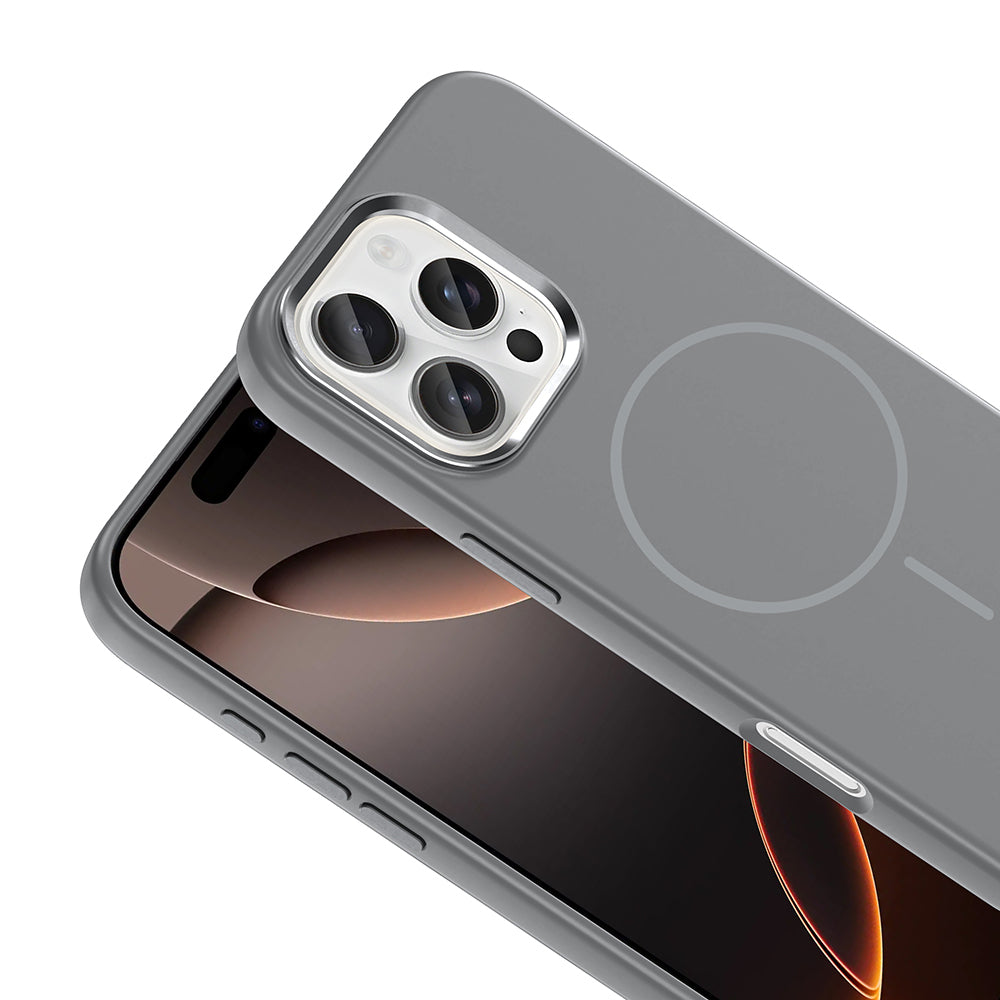 Apple iPhone 16 Pro Kılıf M-Safe Şarj Özellikli Metal Kamera Çerçeveli Zore Edi Silikon Kapak Lacivert