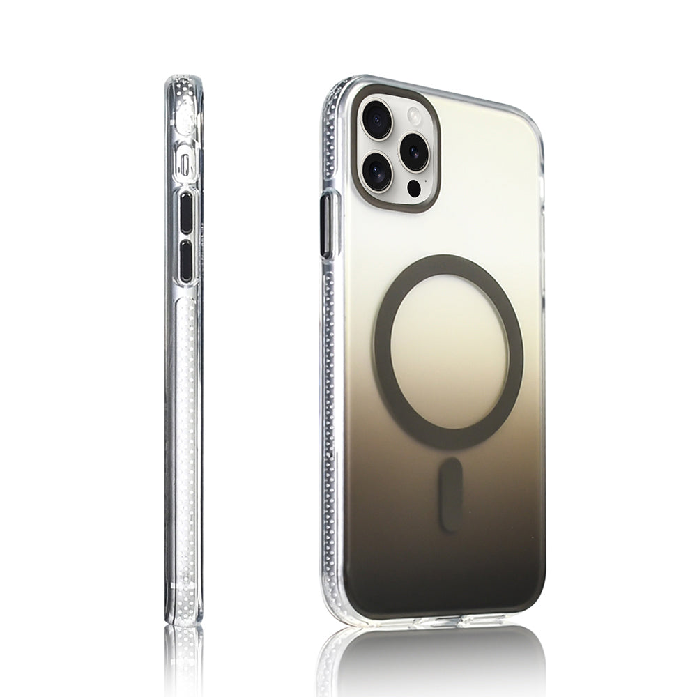 Apple iPhone 16 Pro Kılıf M-safe Şarj Özellikli Transparan Renk Geçişli Zore Toros Kapak Rose Gold