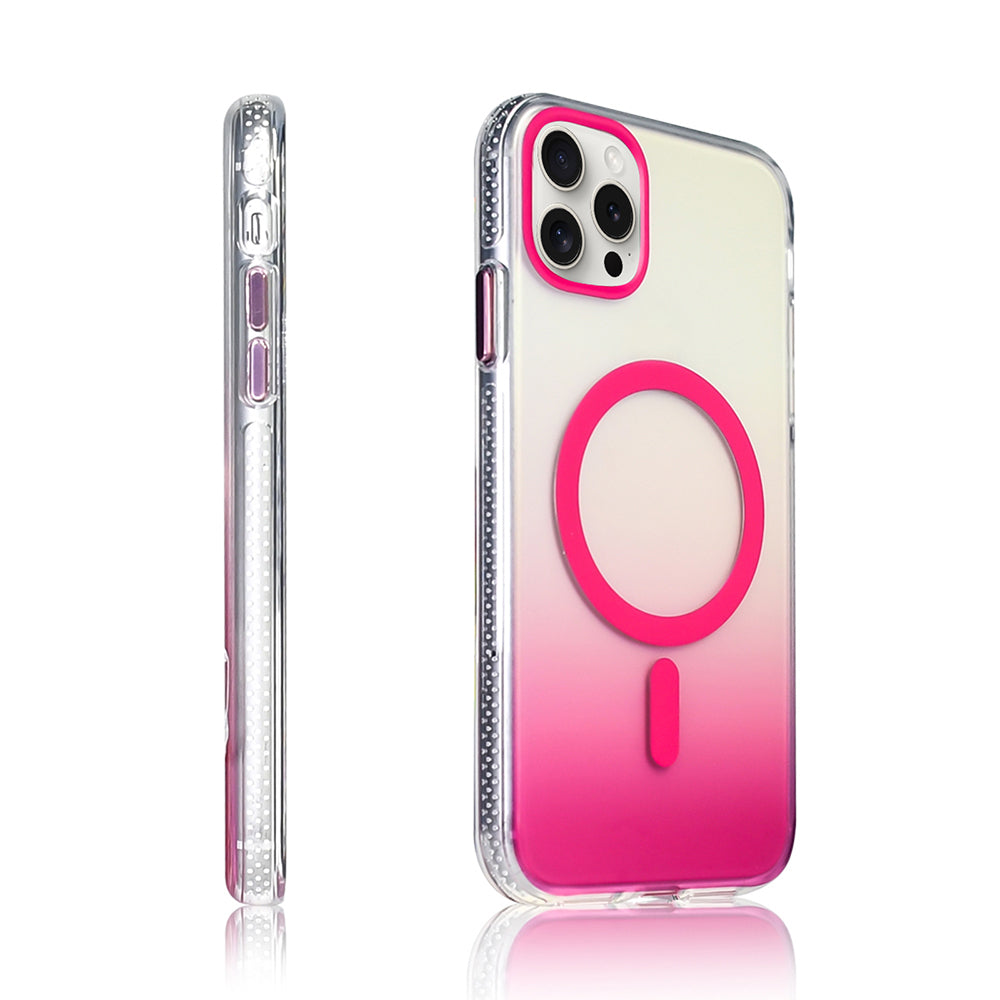 Apple iPhone 16 Pro Kılıf M-safe Şarj Özellikli Transparan Renk Geçişli Zore Toros Kapak Rose Gold