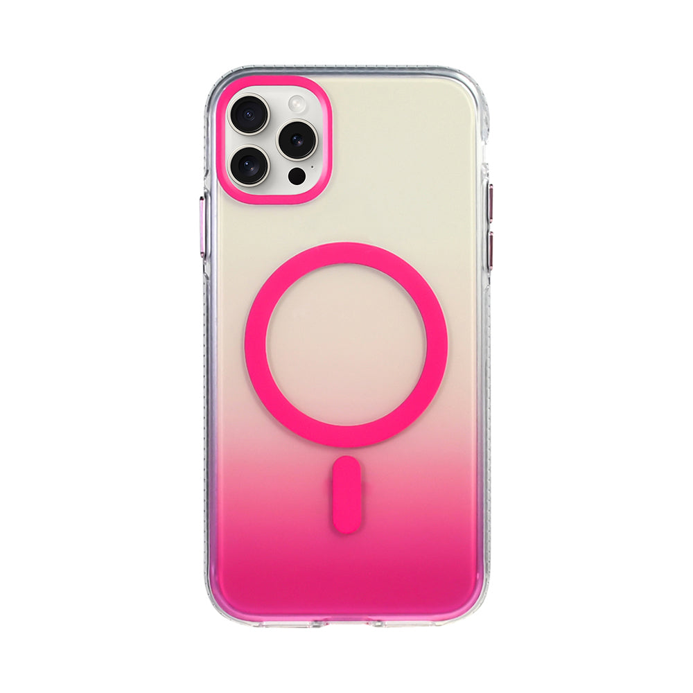 Apple iPhone 16 Pro Kılıf M-safe Şarj Özellikli Transparan Renk Geçişli Zore Toros Kapak Rose Gold