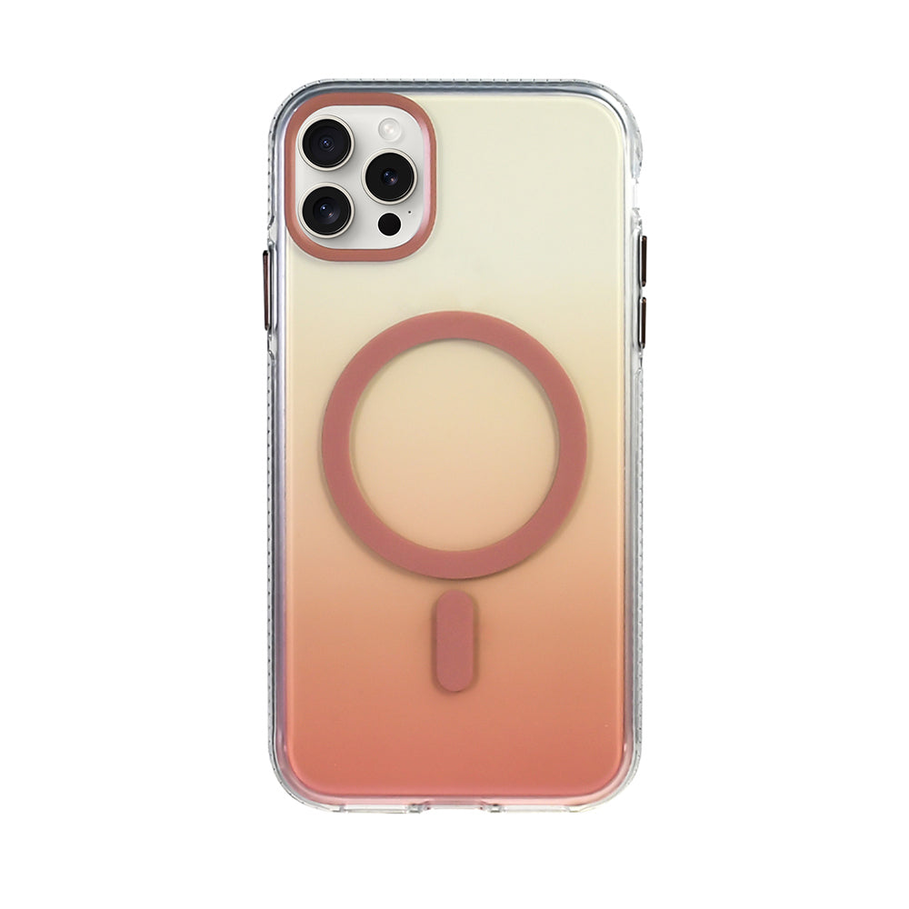 Apple iPhone 16 Pro Kılıf M-safe Şarj Özellikli Transparan Renk Geçişli Zore Toros Kapak Rose Gold