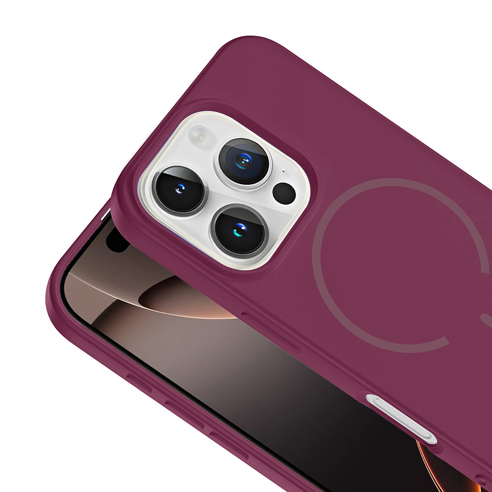 Apple iPhone 16 Pro Kılıf M-safe Şarj Özellikli Zore Meta Kapak Titanyum-Gri