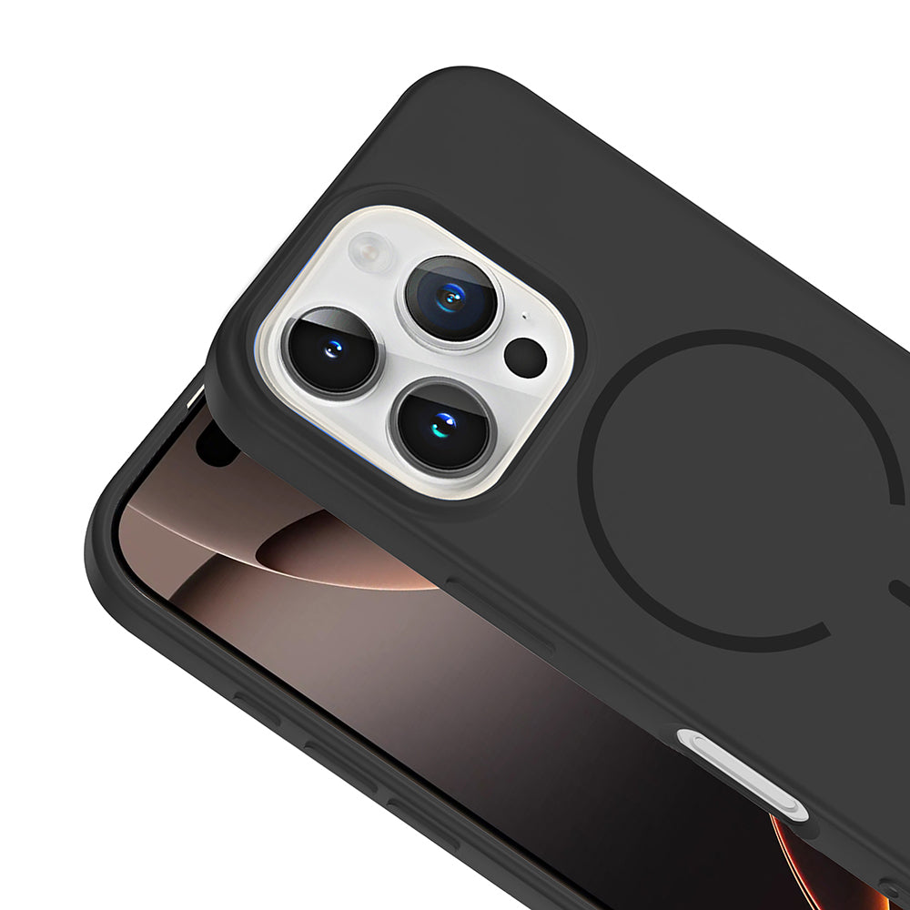 Apple iPhone 16 Pro Kılıf M-safe Şarj Özellikli Zore Meta Kapak Siyah