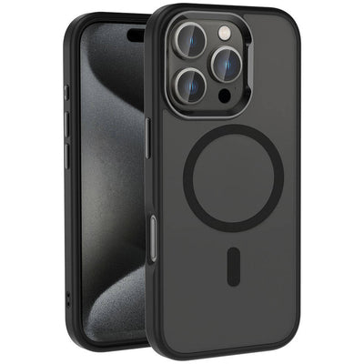 Apple iPhone 16 Pro Kılıf M-safe Şarj Özellikli Parlak Kamera Çerçeveli Zore Kost Kapak Rose Brown