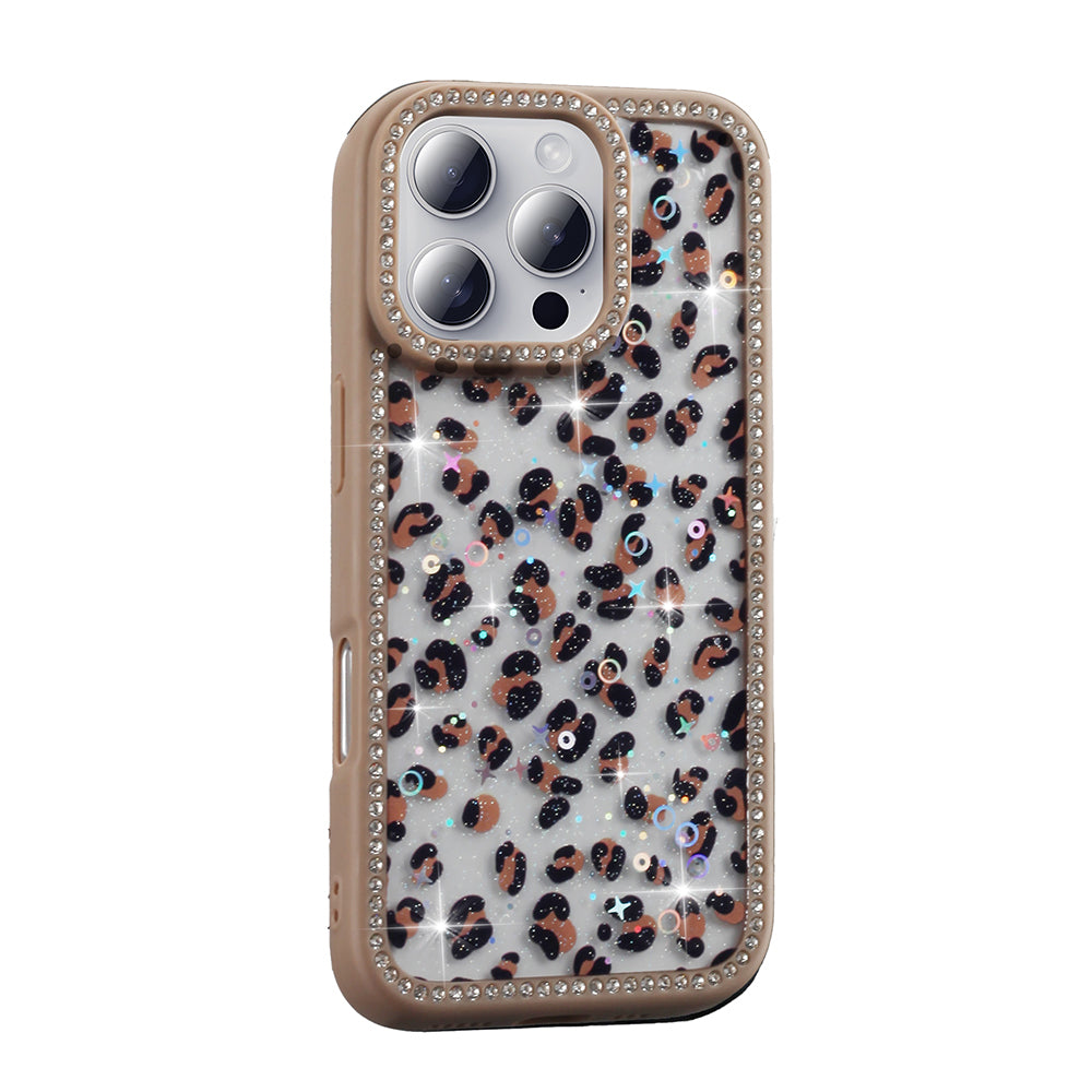 Apple iPhone 16 Pro Kılıf Taşlı ve Simli Tasarım Zore Azra Kapak Pembe