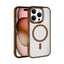 Apple iPhone 16 Pro Kılıf Wireless Şarj Özellikli Zore Krom M-safe Silikon Kapak Rose Brown