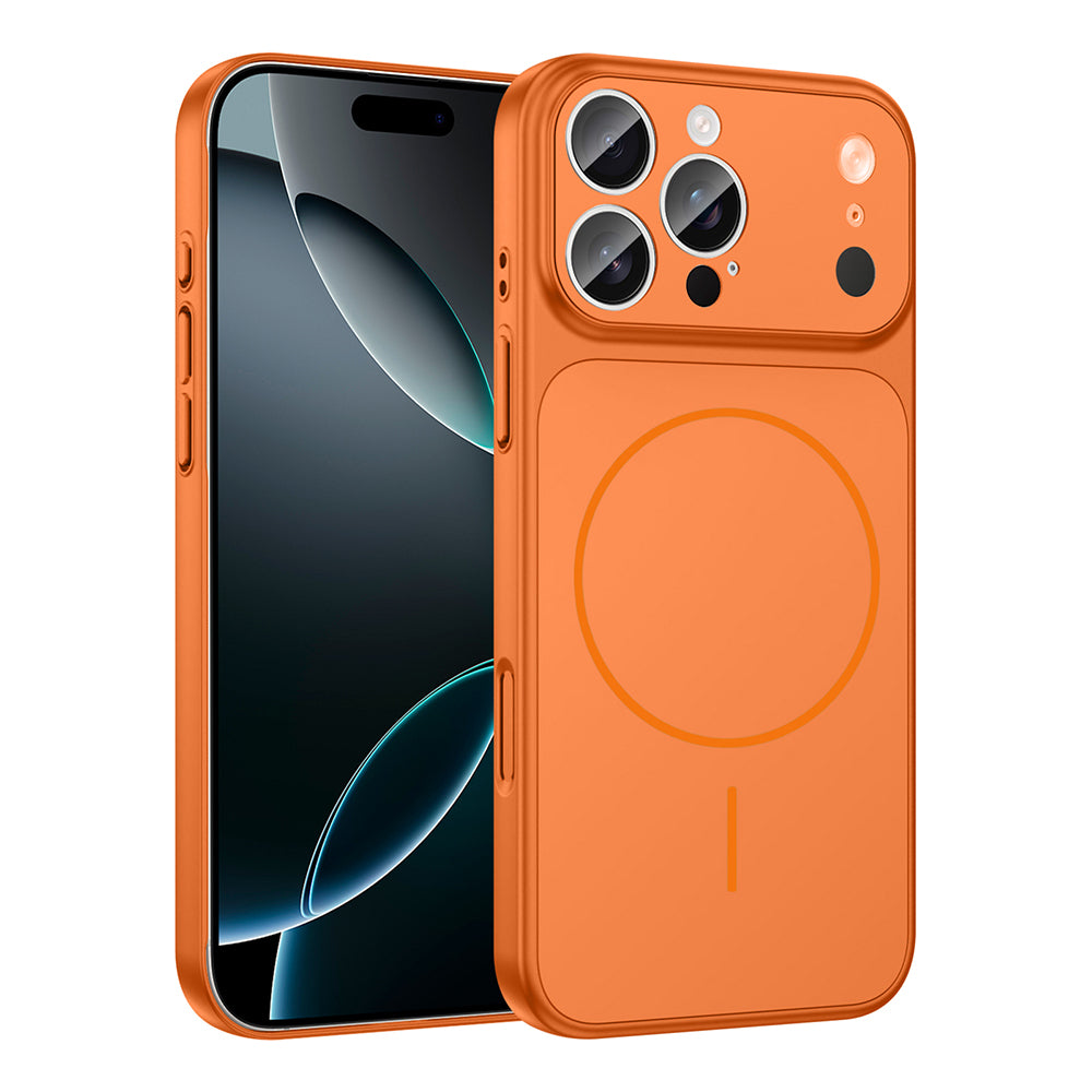 Apple iPhone 16 Pro Kılıf Zore M-Safe Şarj Özellikli Kamera Korumalı Formen Kapak Turuncu