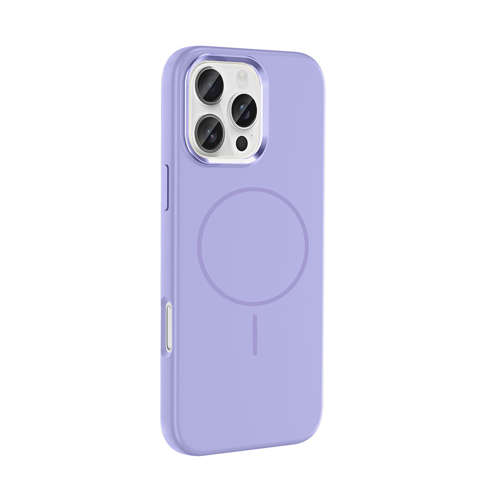 Apple iPhone 16 Pro Max Kılıf M-Safe Şarj Özellikli Metal Kamera Çerçeveli Zore Edi Silikon Kapak Titanyum-Gri