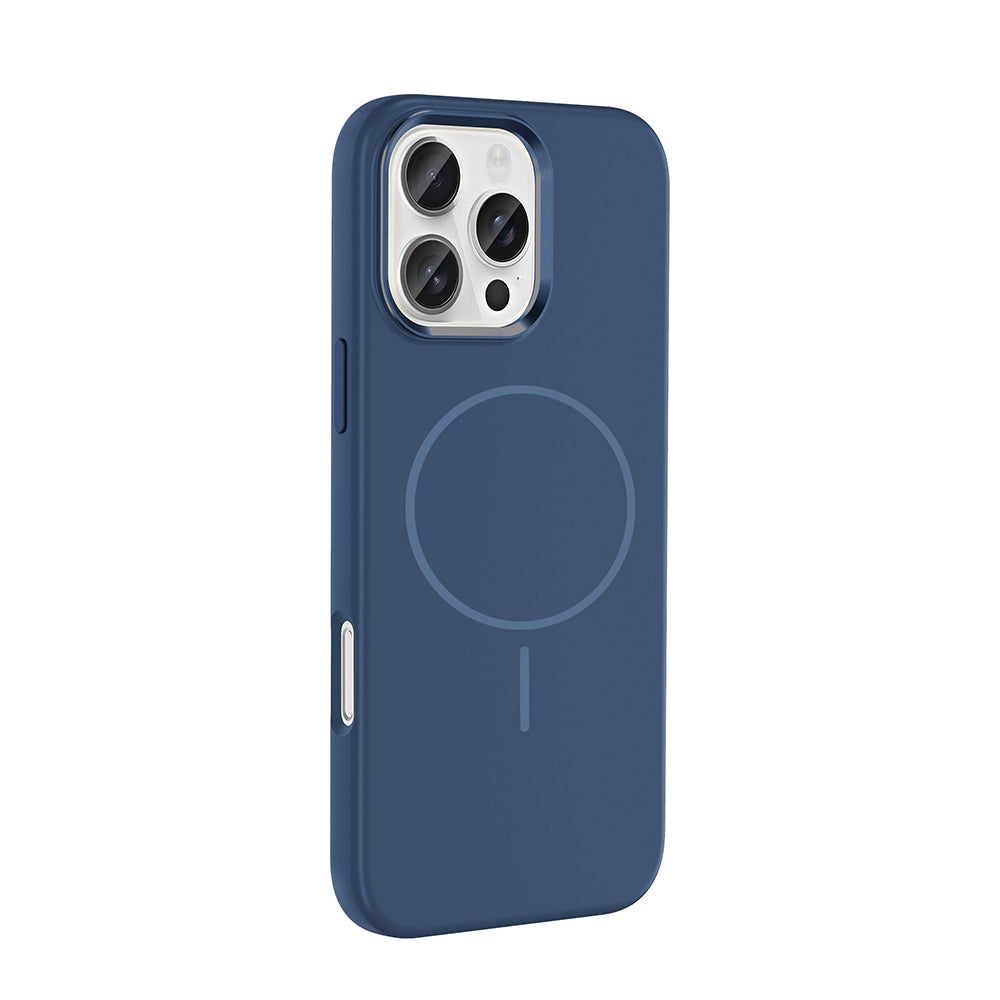 Apple iPhone 16 Pro Max Kılıf M-Safe Şarj Özellikli Metal Kamera Çerçeveli Zore Edi Silikon Kapak Titanyum-Gri