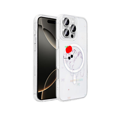 Apple iPhone 16 Pro Max Kılıf M-Safe Şarj Özellikli Şeffaf Zore Folk Sert Kapak Sevimli Köpek