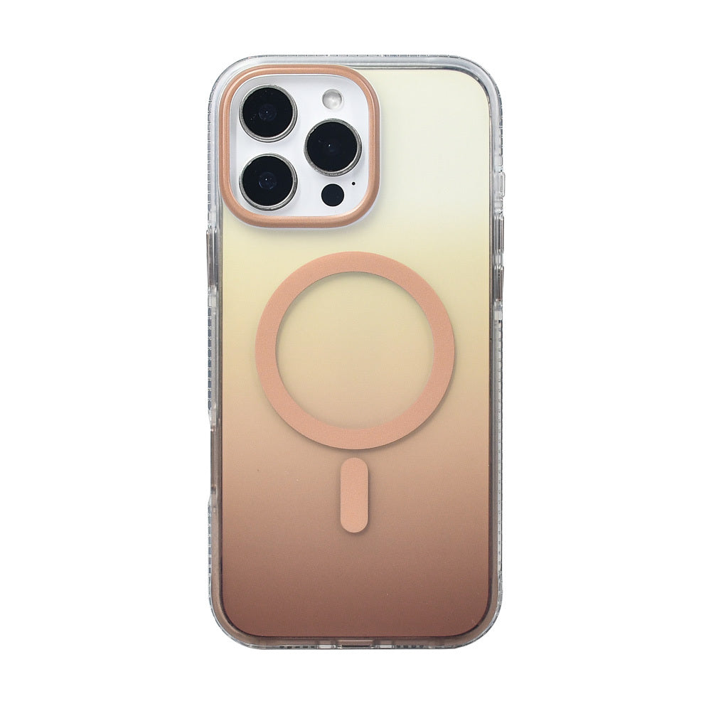 Apple iPhone 16 Pro Max Kılıf M-safe Şarj Özellikli Transparan Renk Geçişli Zore Toros Kapak Rose Pembe