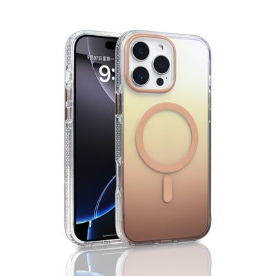 Apple iPhone 16 Pro Max Kılıf M-safe Şarj Özellikli Transparan Renk Geçişli Zore Toros Kapak Mavi
