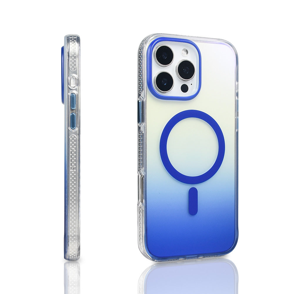 Apple iPhone 16 Pro Max Kılıf M-safe Şarj Özellikli Transparan Renk Geçişli Zore Toros Kapak Gri