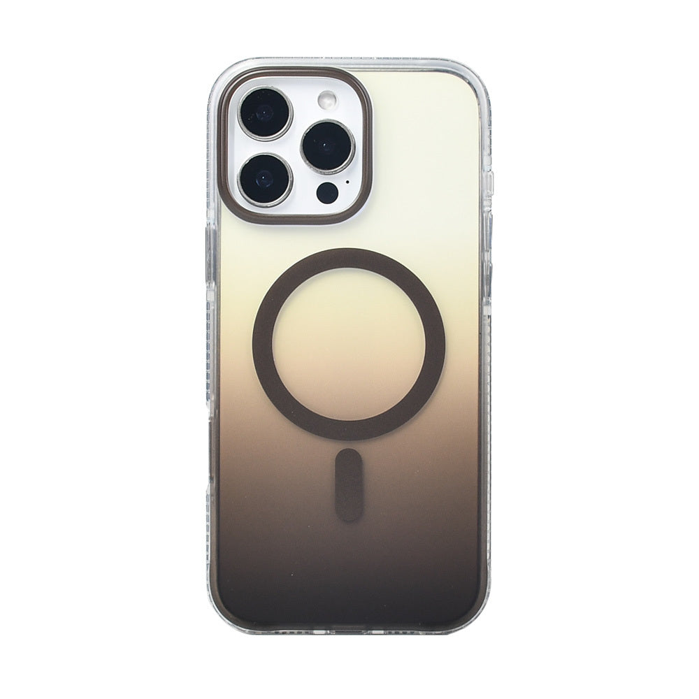 Apple iPhone 16 Pro Max Kılıf M-safe Şarj Özellikli Transparan Renk Geçişli Zore Toros Kapak Siyah