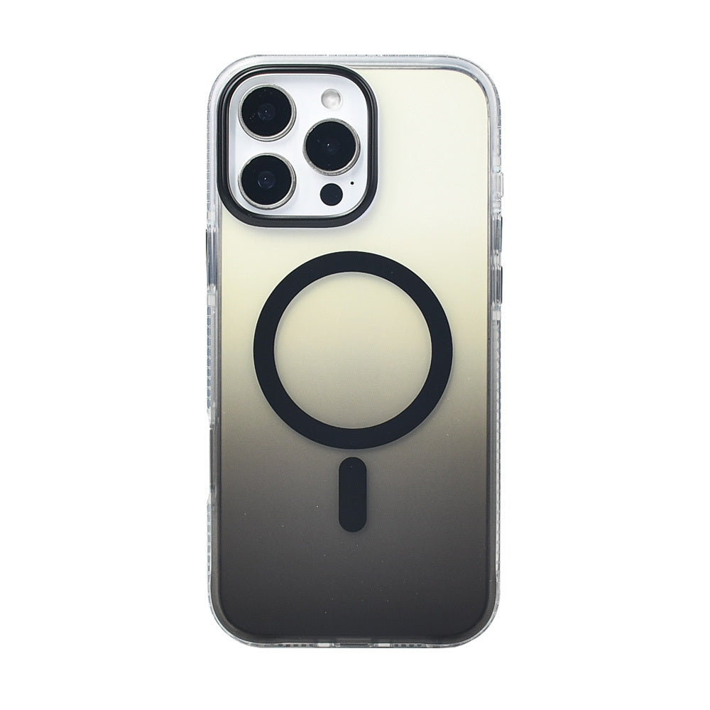 Apple iPhone 16 Pro Max Kılıf M-safe Şarj Özellikli Transparan Renk Geçişli Zore Toros Kapak Siyah
