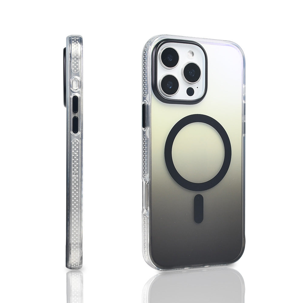 Apple iPhone 16 Pro Max Kılıf M-safe Şarj Özellikli Transparan Renk Geçişli Zore Toros Kapak Mavi