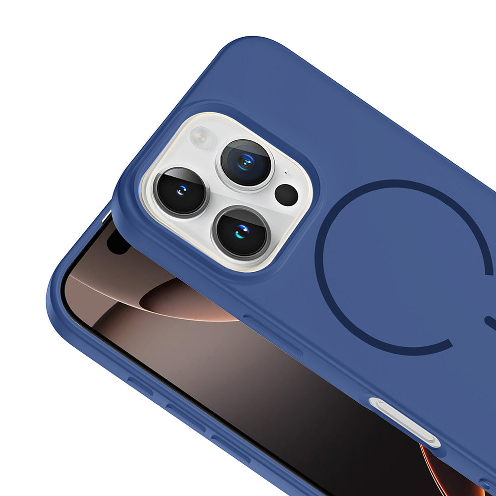 Apple iPhone 16 Pro Max Kılıf M-safe Şarj Özellikli Zore Meta Kapak Lacivert