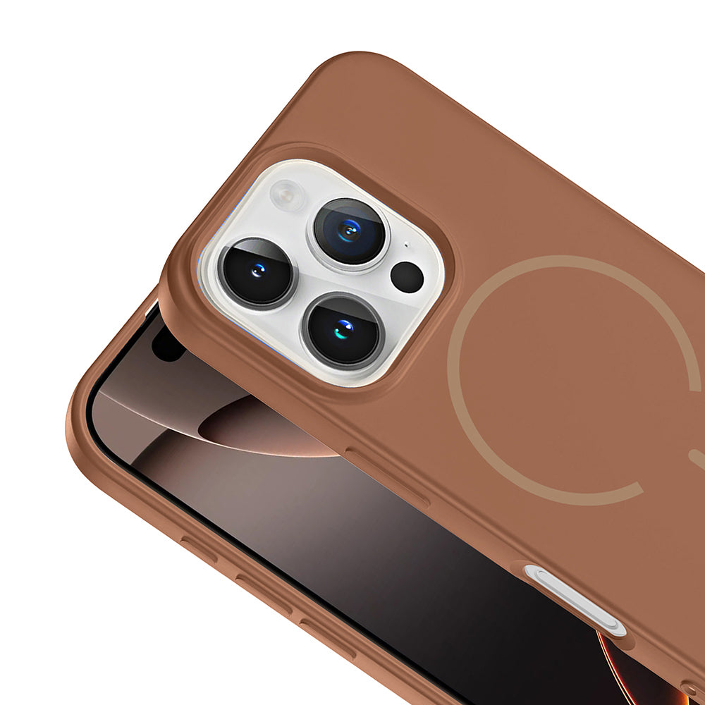 Apple iPhone 16 Pro Max Kılıf M-safe Şarj Özellikli Zore Meta Kapak Rose Pembe