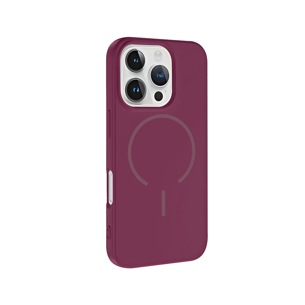 Apple iPhone 16 Pro Max Kılıf M-safe Şarj Özellikli Zore Meta Kapak Mürdüm