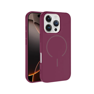 Apple iPhone 16 Pro Max Kılıf M-safe Şarj Özellikli Zore Meta Kapak Mürdüm