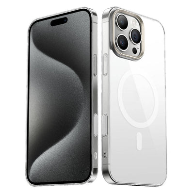 Apple iPhone 16 Pro Max Kılıf M-safe Şarj Özellikli Şeffaf Cam Arka Yüzey Zore G-Glass Kapak Şeffaf