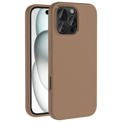 Apple iPhone 16 Pro Max Kılıf M-safe Şarj Özellikli Sıvı Teknolojili Silinebilir Sert Zore Kivi Kapak Desert Titanyum