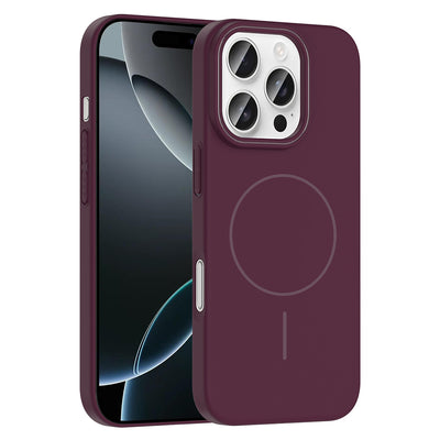 Apple iPhone 16 Pro Max Kılıf M-safe Şarj Özellikli Zore Ruby Sert Kapak Mürdüm