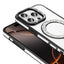 Apple iPhone 16 Pro Max Kılıf Pırlanta Taş Tasarımlı M-safe Şarj Özellikli Zore Karetta Silikon Kapak Gümüş