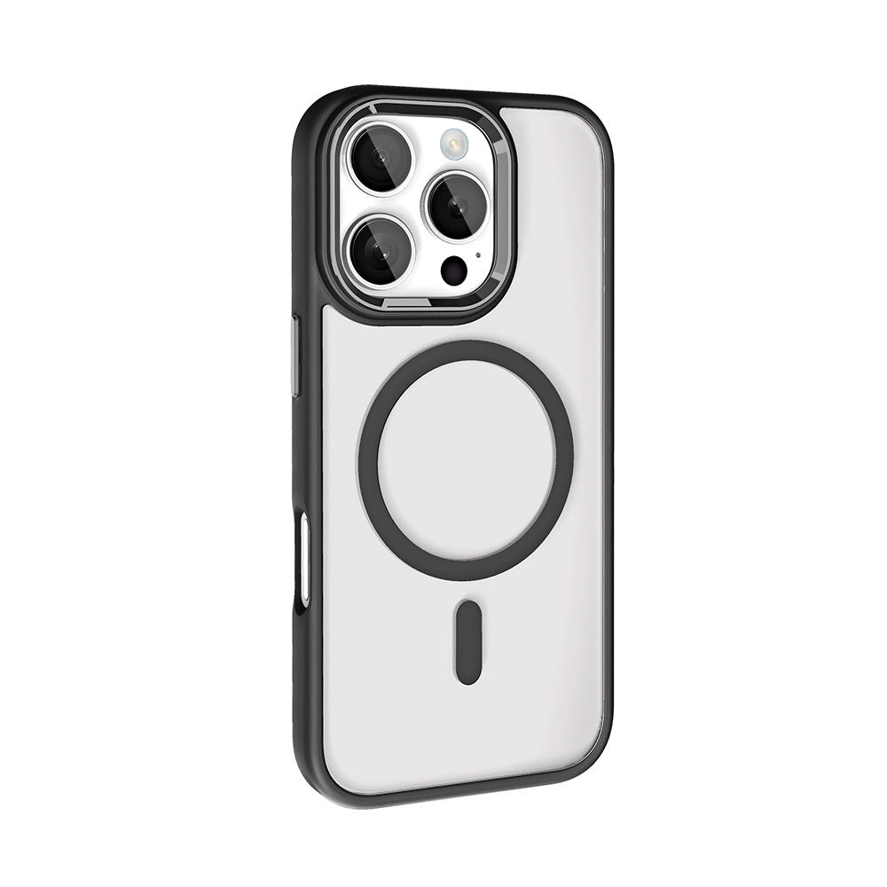 Apple iPhone 16 Pro Max Kılıf Wireless Şarj Özellikli Zore Krom M-safe Silikon Kapak Mavi