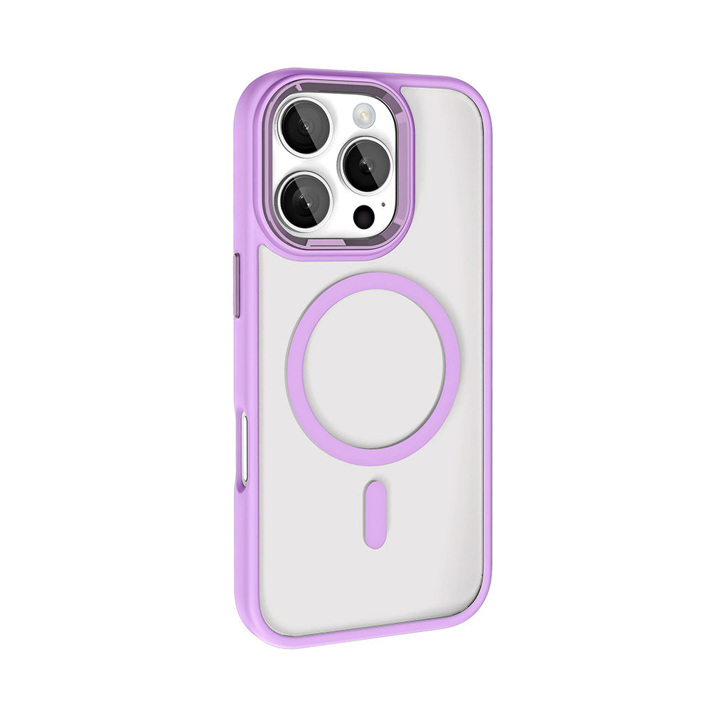 Apple iPhone 16 Pro Max Kılıf Wireless Şarj Özellikli Zore Krom M-safe Silikon Kapak Pembe