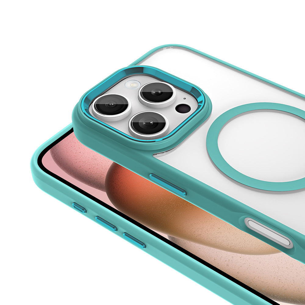 Apple iPhone 16 Pro Max Kılıf Wireless Şarj Özellikli Zore Krom M-safe Silikon Kapak Gümüş