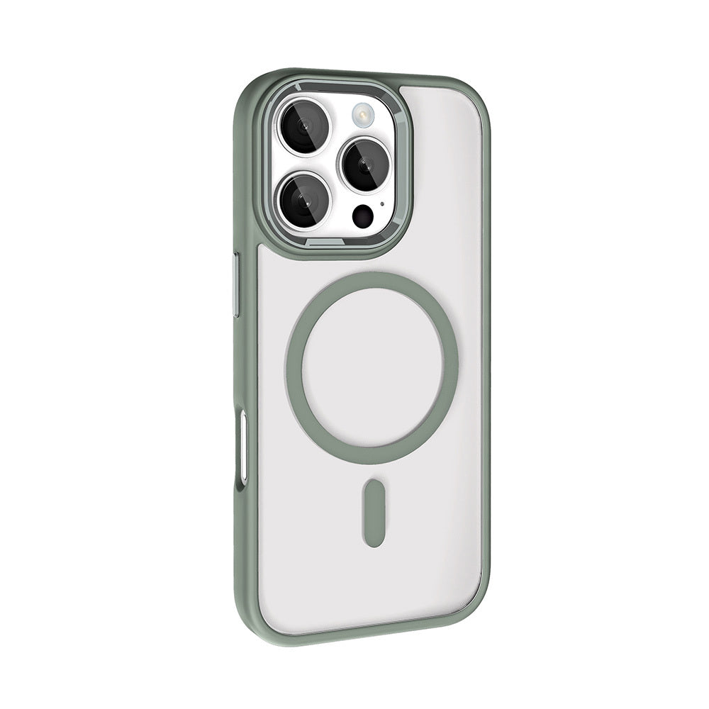 Apple iPhone 16 Pro Max Kılıf Wireless Şarj Özellikli Zore Krom M-safe Silikon Kapak Pembe
